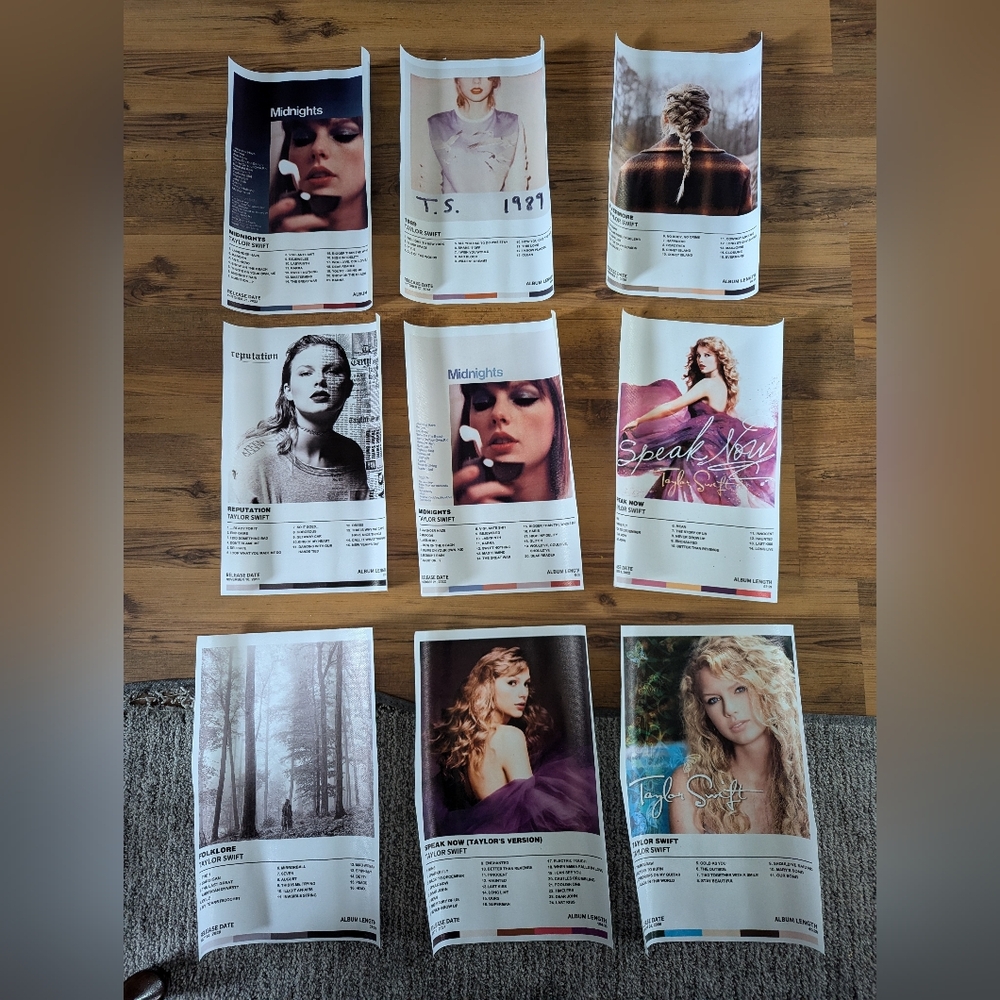 New Set Of 9 Taylor Swift Album Poster Collection